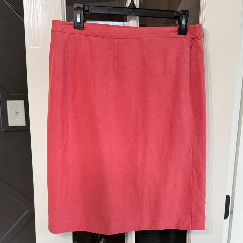 BETU Vintage Coral Silk & Linen Blend Pencil Skirt Size 12 NWT